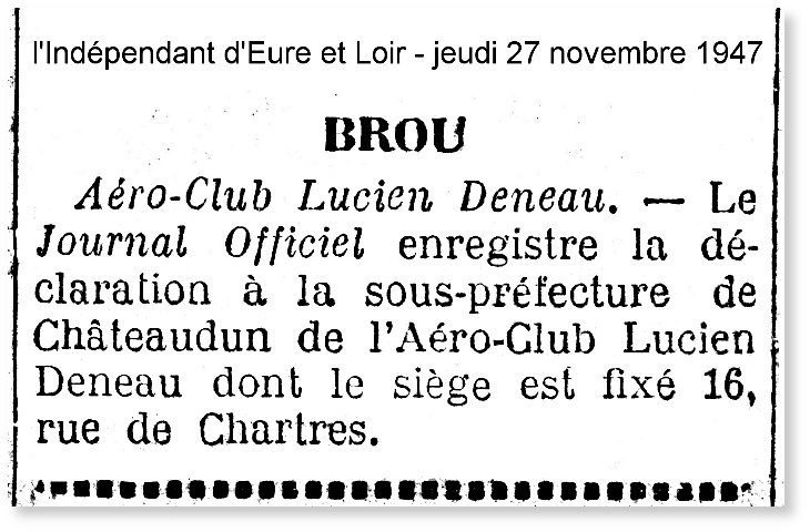 Déclaration de l'aéro-Club Lucien Deneau